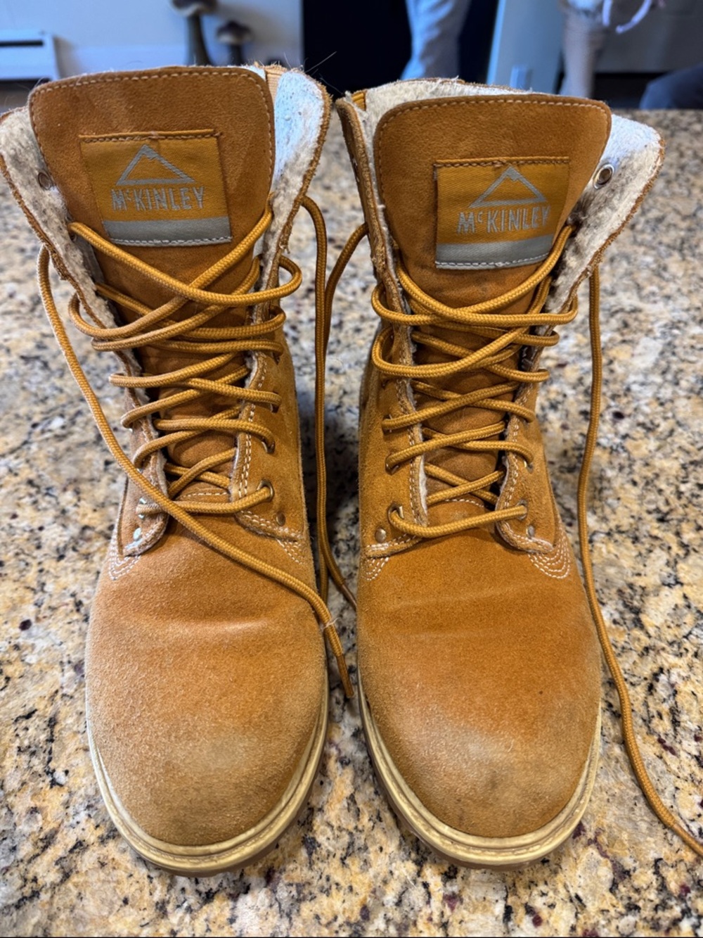 Tan Suede Lace-Up Winter Boots